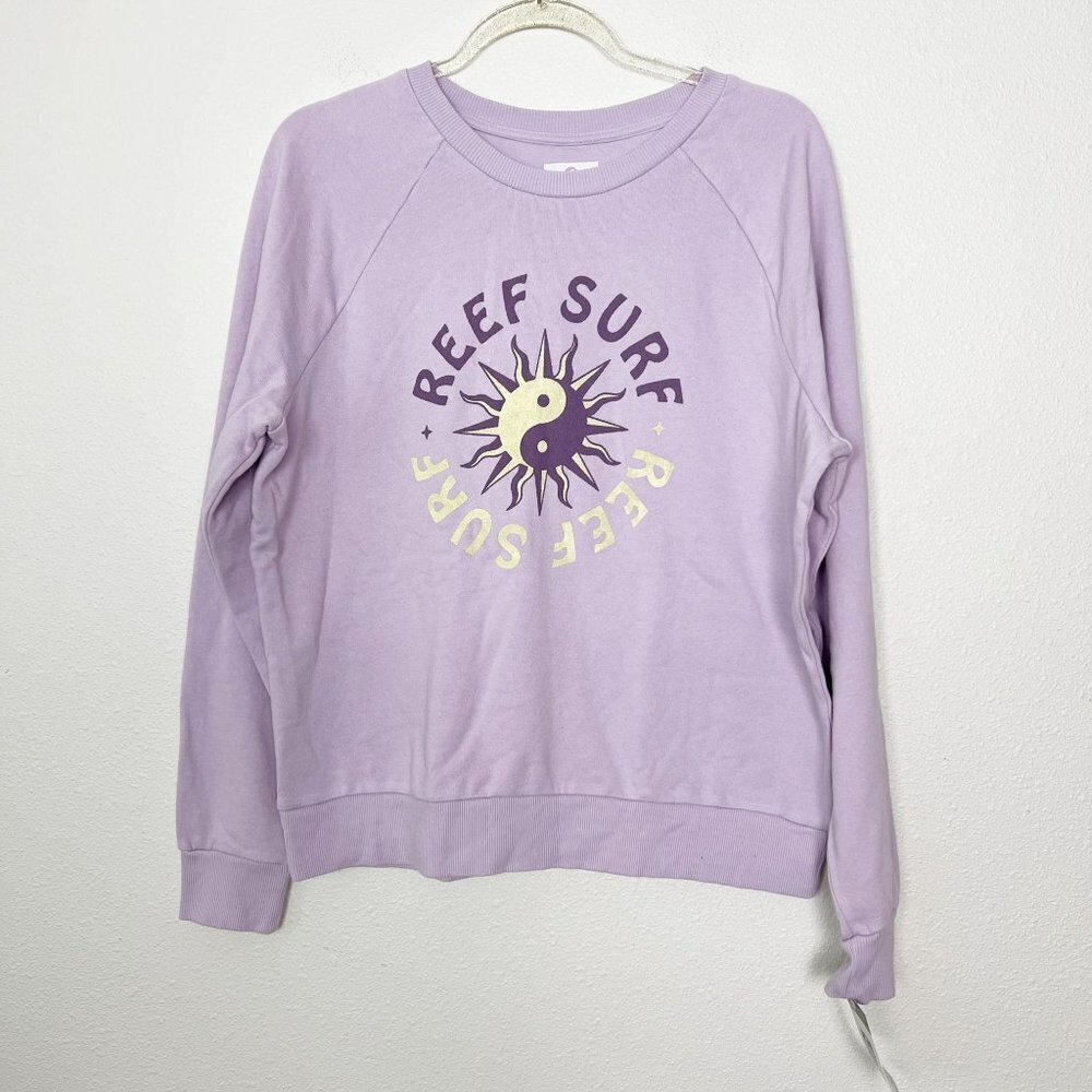 Reef Surf Lavendar Purple Yin Yang Crewneck Graphic Sweatshirt Pullover
